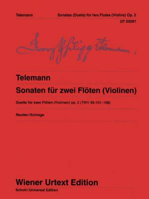 Wiener Urtext Edition - 6 Sonatas for 2 Flutes (or Violins), Op. 2 - Telemann/Reutter - Book