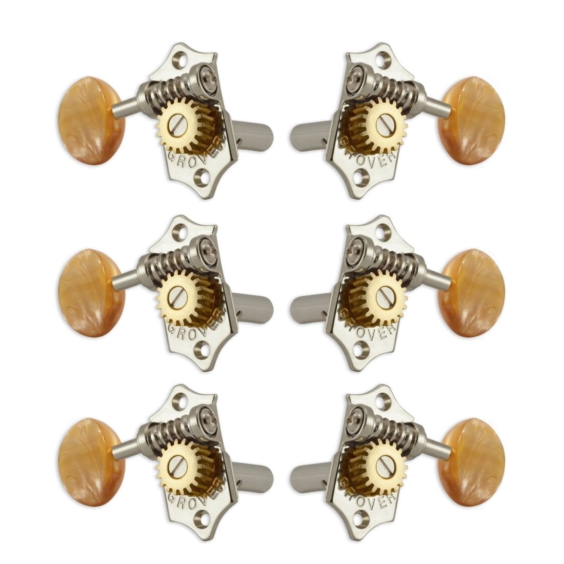 Horizontal Sta-Tite 18:1 Nickel Tuning Keys - Amber Buttons