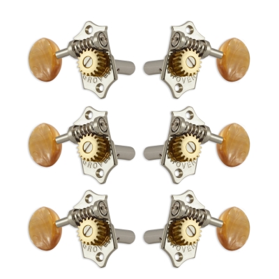 Grover - Horizontal Sta-Tite 18:1 Nickel Tuning Keys - Amber Buttons