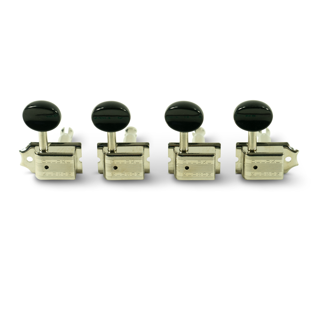 In Line Deluxe Series Tuning Machines for Ukulele - Nickel with Black Plastic Button