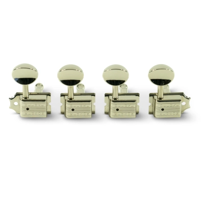 Kluson - In Line Deluxe Series Tuning Machines for Ukulele - Nickel with Metal Button