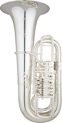 EBF866 F 4/4 Upright Tuba, 4 Right Hand Valves and 2 Left Hand Valves - Silver-Plated