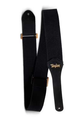 GS Mini 2\'\' Cotton Guitar Strap - Black with Amber Buckle