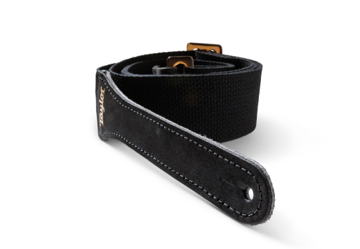 GS Mini 2\'\' Cotton Guitar Strap - Black with Amber Buckle