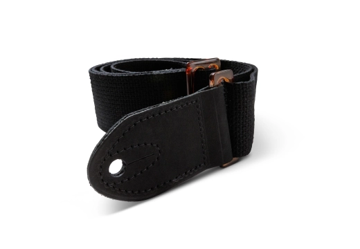 GS Mini 2\'\' Cotton Guitar Strap - Black with Amber Buckle