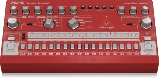 RD-6 Classic Analog Drum Machine with 8 Drum Sounds - Red