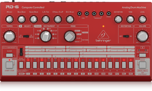 Behringer - RD-6 Classic Analog Drum Machine with 8 Drum Sounds - Red