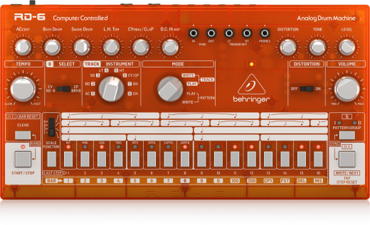 Behringer - RD-6 Classic Analog Drum Machine with 8 Drum Sounds - Tangerine