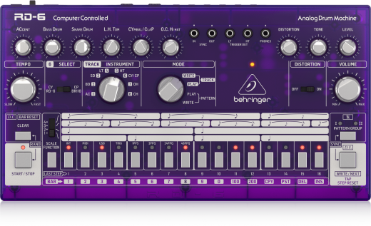Behringer - RD-6 Classic Analog Drum Machine with 8 Drum Sounds - Grape Purple