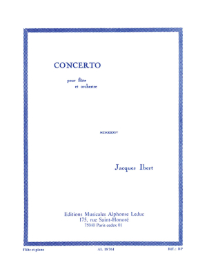 Alphonse Leduc - Concerto - Ibert - Flute/Piano - Sheet Music