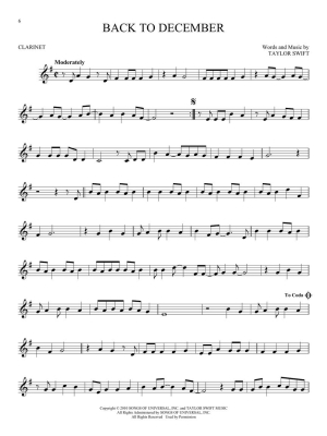Taylor Swift for Clarinet - Swift - Clarinet - Book