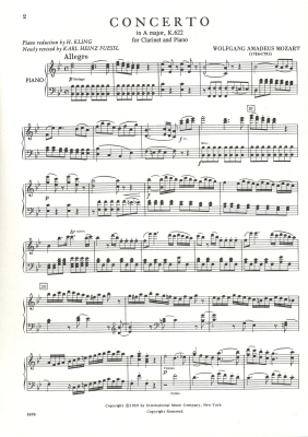 Concerto In A Major, K.622 (transposed to Bb Major) - Mozart - Bb Clarinet/Piano - Sheet Music