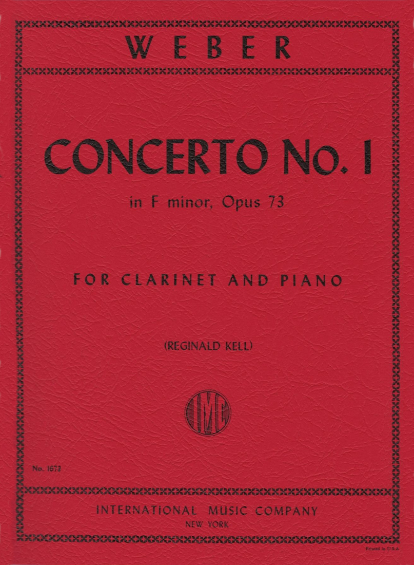 Concerto No. 1 in F minor, Opus 73 - Weber/Kell - Clarinet/Piano - Sheet Music