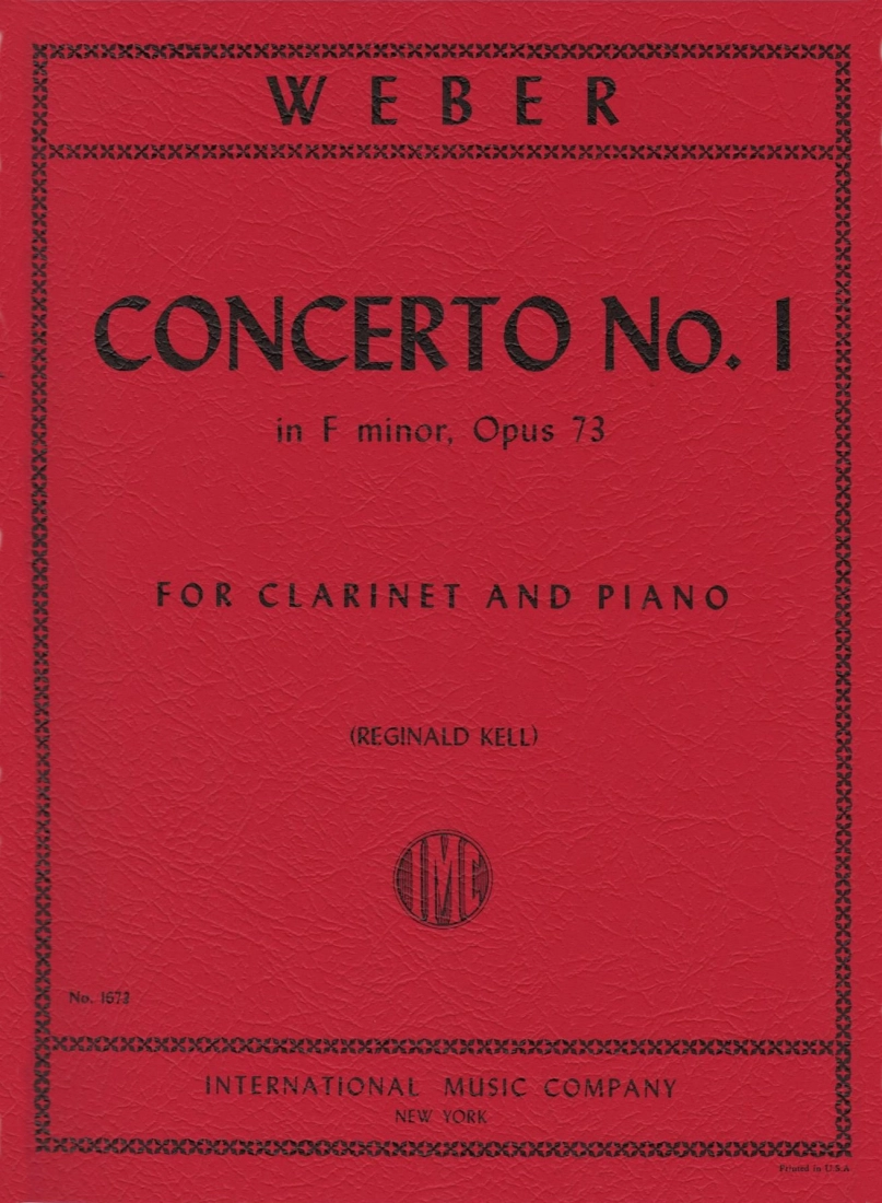 Concerto No. 1 in F minor, Opus 73 - Weber/Kell - Clarinet/Piano - Sheet Music