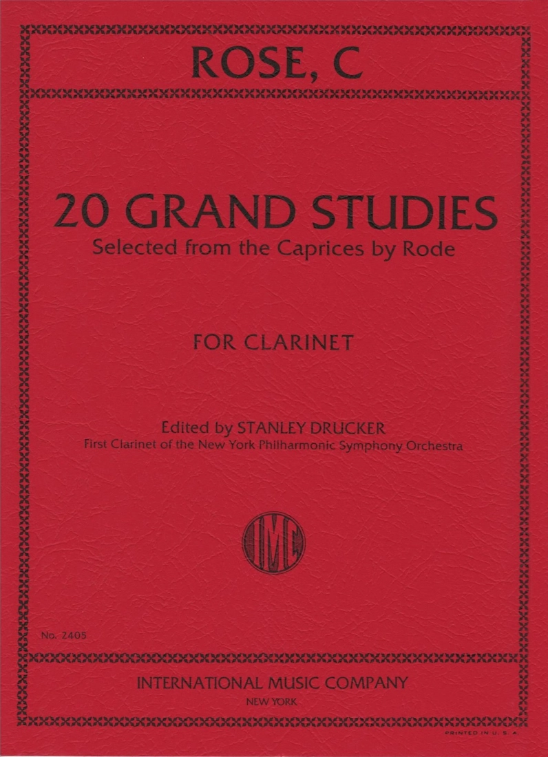 20 Grand Studies - Rose/Drucker - Clarinet - Book