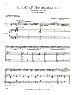 The Flight of the Bumble Bee - Rimsky-Korsakov/Kirkbride - Clarinet/Piano - Sheet Music