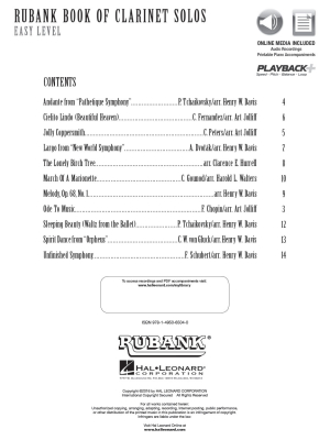 Rubank Book of Clarinet Solos, Easy Level - Clarinet/Piano - Book/Media Online