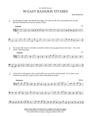 90 Easy Bassoon Studies - Emerson - Bassoon - Book