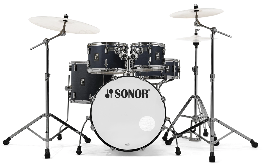 Limited Edition AQ1 Studio 5-Piece Drum Kit (20,10,12,14,SD) with Hardware - Satin Black Bull