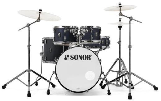 Sonor - Limited Edition AQ1 Studio 5-Piece Drum Kit (20,10,12,14,SD) with Hardware - Satin Black Bull