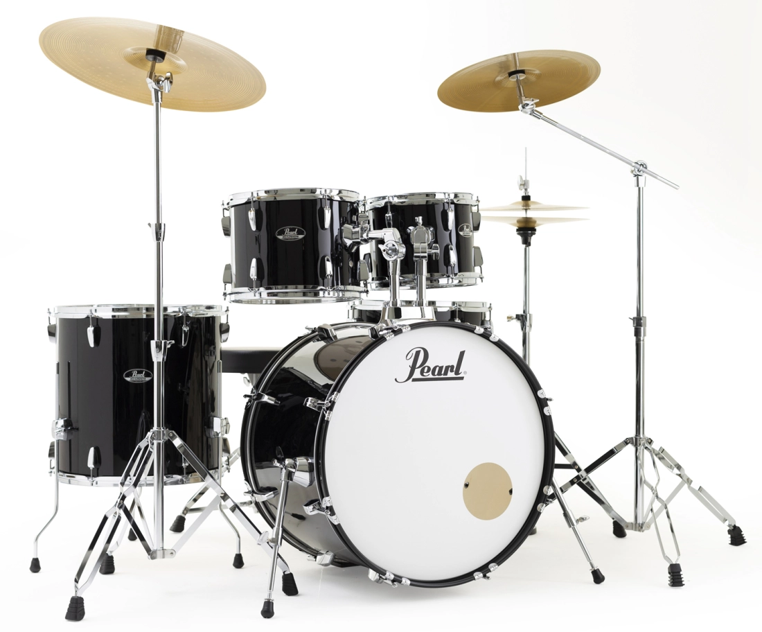 Roadshow 5-Piece Drum Kit (22,10,12,16,SD) with Hardware and Cymbals - Jet Black