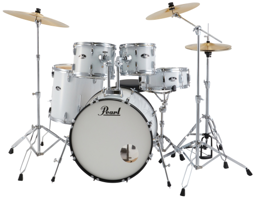 Roadshow 5-Piece Drum Kit (22,10,12,16,SD) with Hardware and Cymbals - Pure White