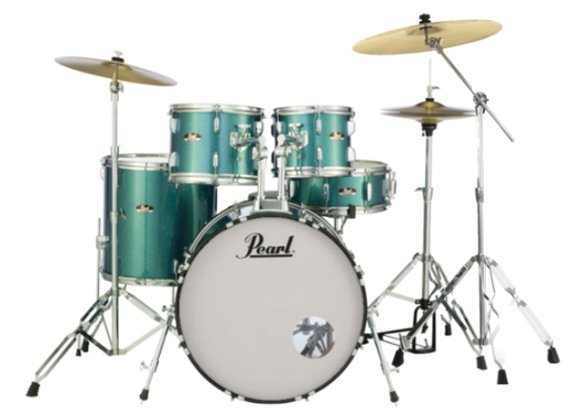 Roadshow 5-Piece Drum Kit (22,10,12,16,SD) with Hardware and Cymbals - Aqua Glitter