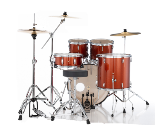 Roadshow 5-Piece Drum Kit (22,10,12,16,SD) with Hardware and Cymbals - Burnt Orange