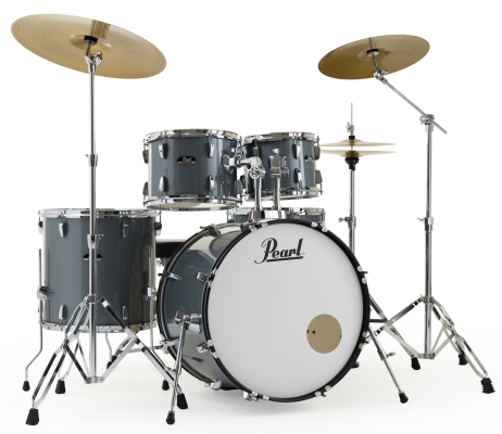 Pearl - Roadshow 5-Piece Drum Kit (22,10,12,16,SD) with Hardware and Cymbals - Charcoal