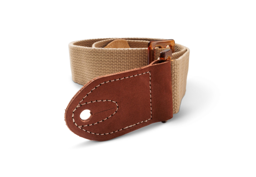 GS Mini 2\'\' Cotton Guitar Strap - Tan with Amber Buckle
