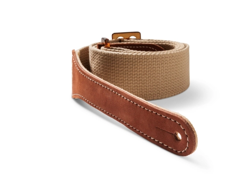 GS Mini 2\'\' Cotton Guitar Strap - Tan with Amber Buckle