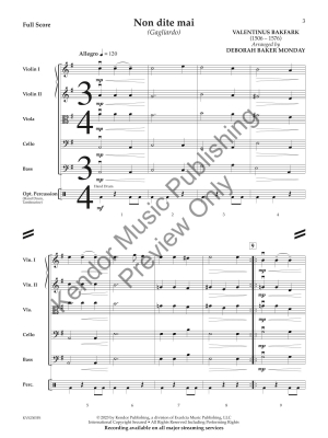 Non dite mai (Gagliardo) - Bakfark/Monday - String Orchestra - Gr. 2.5