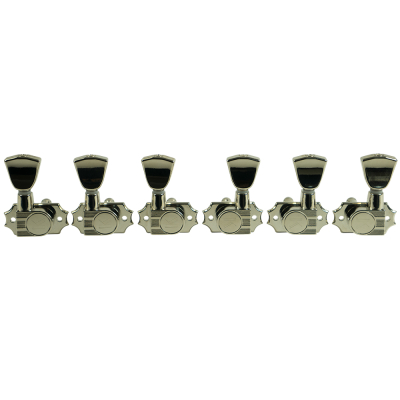 3 Per Side Revolution Series G-Mount Tuning Machines - Nickel with Metal Keystone Button