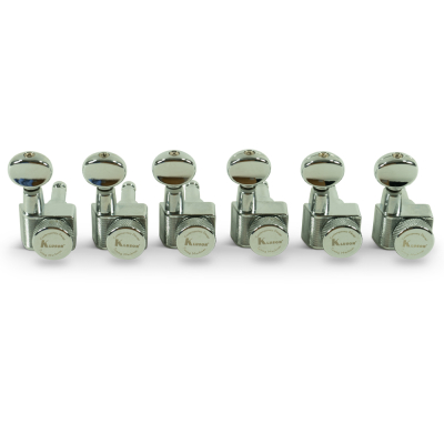 6 In Line Locking Contemporary Diecast Series 2 Pin Tuning Machines with Staggered Posts - Chrome