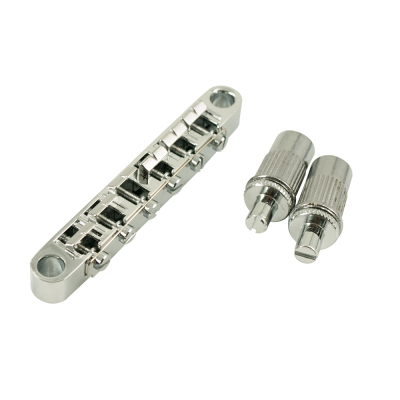 WD Music - Replacement Metric Wired ABR-1 Style Tune-O-Matic Bridge with Large Posts - Chrome
