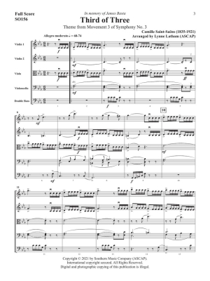 Third of Three: Theme from Symphony No. 3, Mvt. 3 - Saint-Saens/Latham - String Orchestra - Gr. 4.5