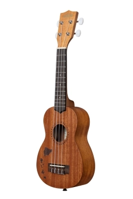 Satin Mahogany Soprano Ukulele with Hawaiian Islands