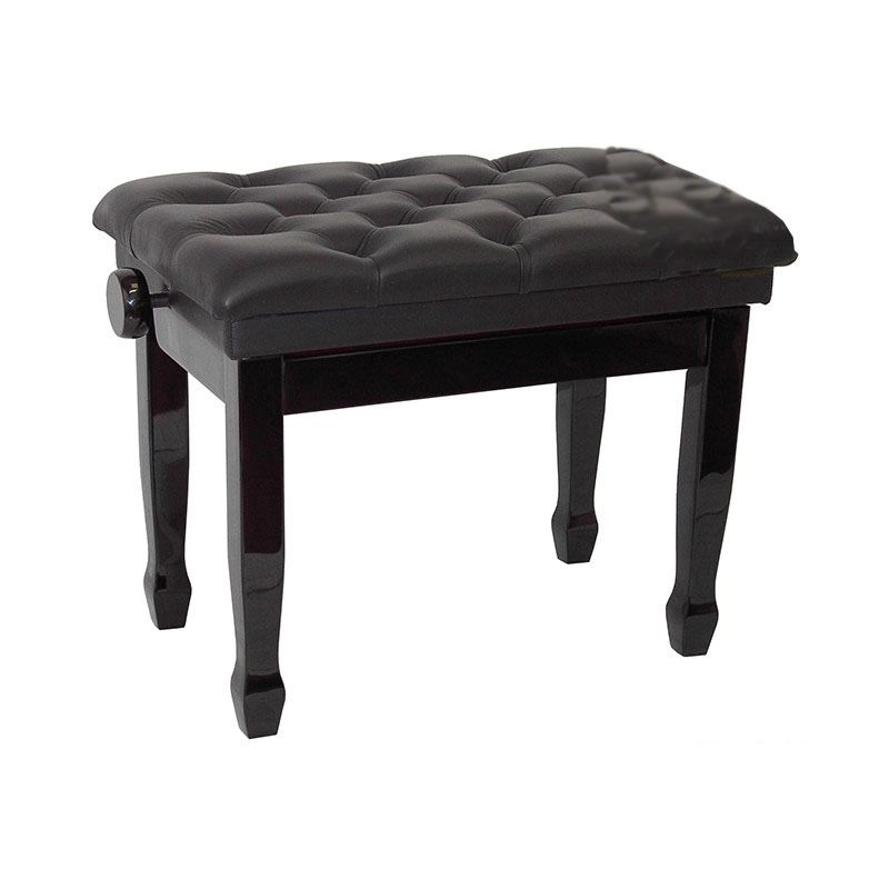 QUATTRO 1G PE LEATHER Adjustable Piano Bench - Polished Ebony