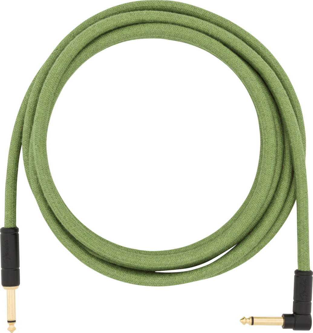 10\' Festival Pure Hemp Instrument Cable, Straight/Angle - Green