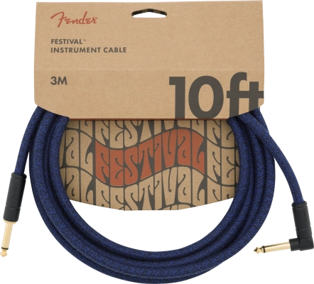 10\' Festival Pure Hemp Instrument Cable, Straight/Angle - Blue Dream