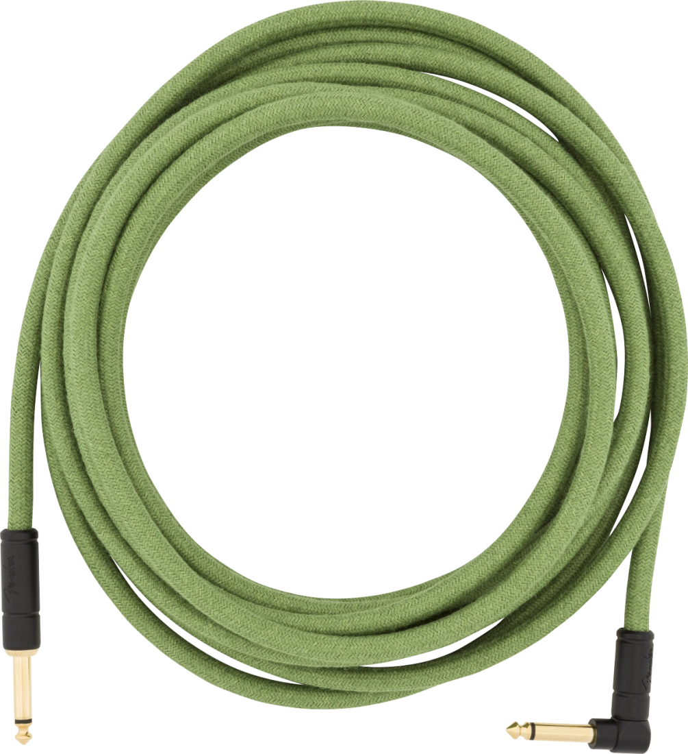 18.6\' Festival Pure Hemp Instrument Cable, Straight/Angle - Green