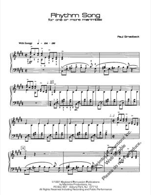 Rhythm Song For One Or More Marmbas - Smadbeck - Marimba - Sheet Music