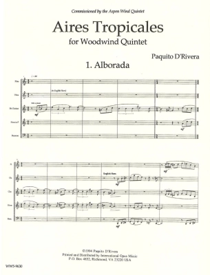 Aires Tropicales - D\'Rivera - Woodwind Quintet - Score/Parts