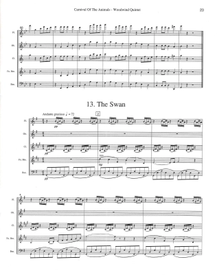 Carnival Of The Animals - Saint-Saens/Holcombe - Woodwind Quintet - Score/Parts/CD