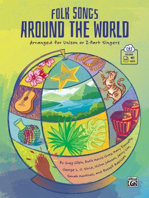 Alfred Publishing - Folk Songs Around the World Matriel pdagogique, chant  lunisson ou  2voix Livre avec fichiers en ligne