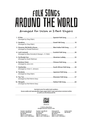 Folk Songs Around the World - Classroom, Unison/2pt Singers - Book/Media Online