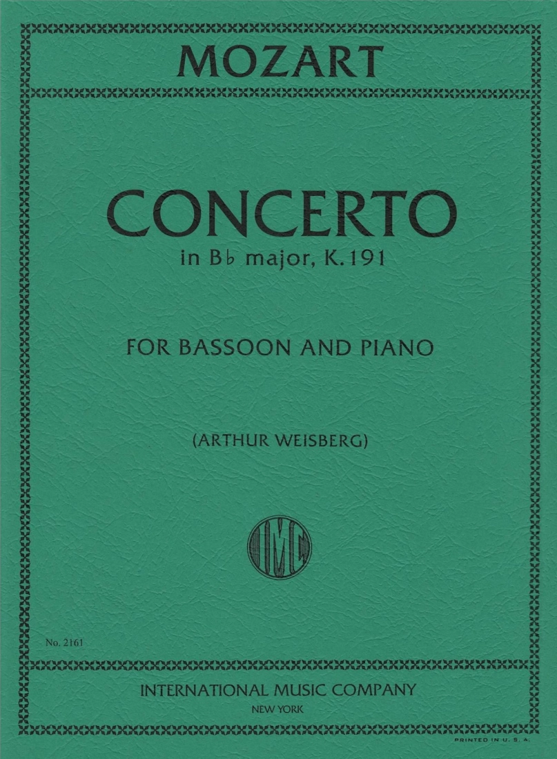 Concerto in B flat major, K. 191 - Mozart/Weisberg - Bassoon/Piano - Sheet Music