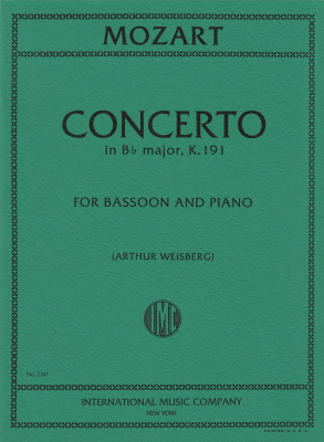 International Music Company - Concerto en sibmol majeur, K.191 Mozart, Weisberg Basson et piano Partition individuelle