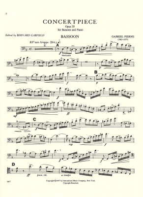 Concertpiece, Opus 35 - Pierne/Garfield - Bassoon/Piano - Sheet Music