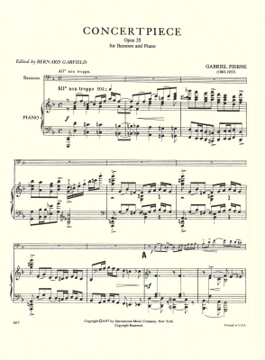 Concertpiece, Opus 35 - Pierne/Garfield - Bassoon/Piano - Sheet Music